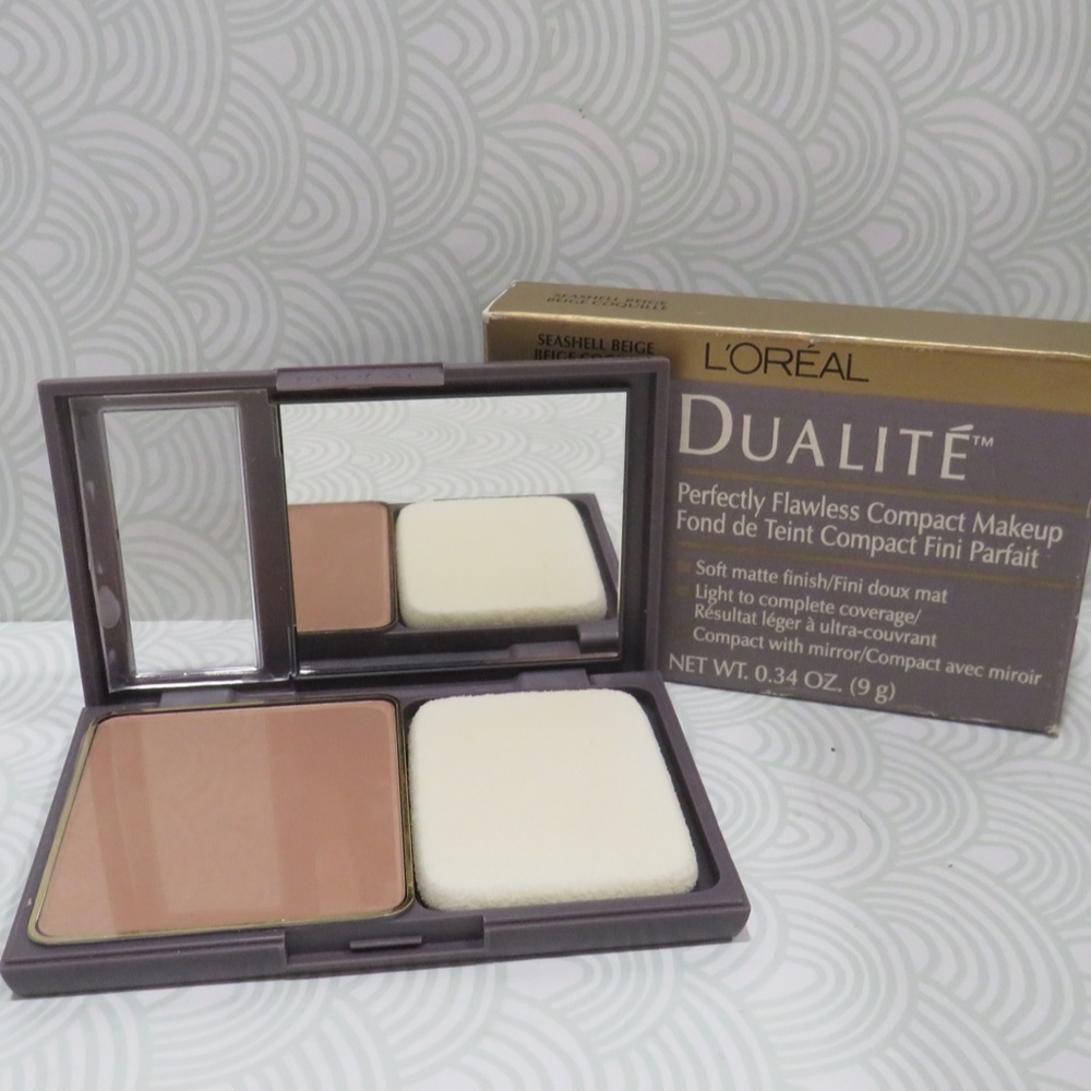 L'OREAL💥DUALITE PERFECTLY FLAWLESS COMPACT MAKEUP SEASHELL BEIGE💥